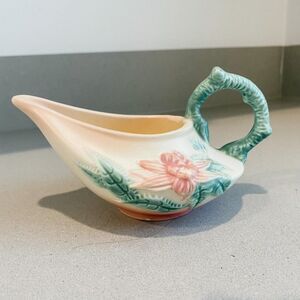 1950's Vintage Hull Woodland Embossed Floral Art Matte Creamer W27, 1950